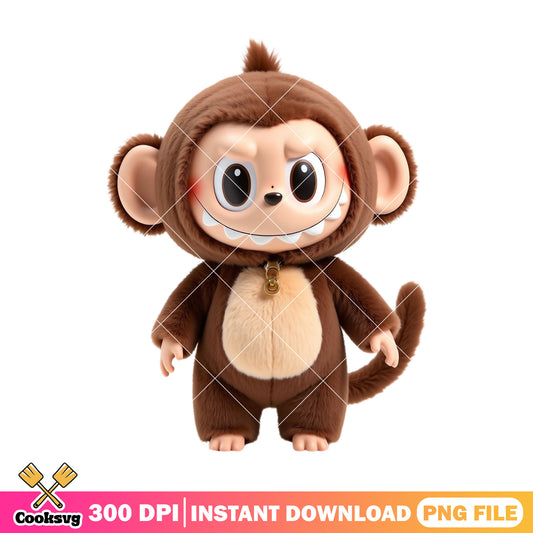 Labubu monkey doll png, labubu doll png, labubu brown png