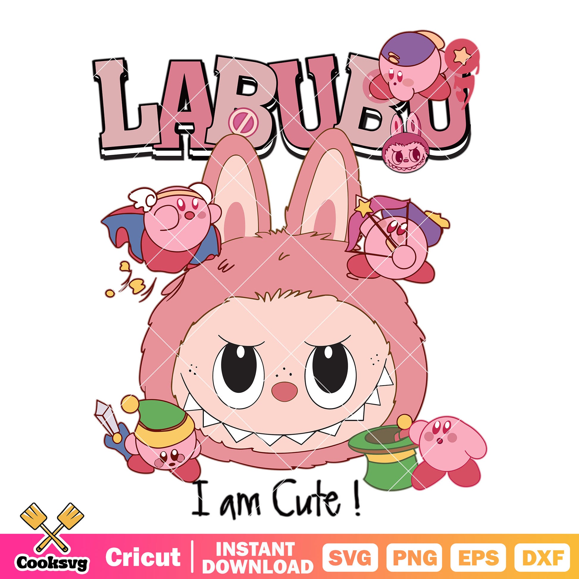 Labubu monster I am cute svg, cute labubu svg, labubu head svg