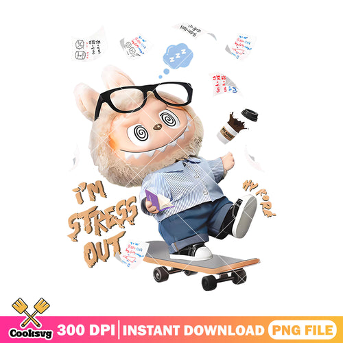 Labubu monster Im stress out png, labubu dolls png, popmart labubu png