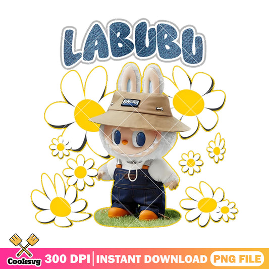 Labubu monster and flower png, white labubu png, labubu near me png