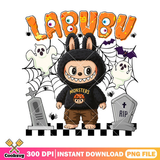 Labubu monster clothers png, labubu monster png, black labubu​ png