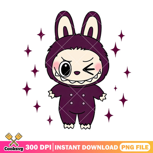 Labubu monster cute png, labubu standing png, labubu plush png