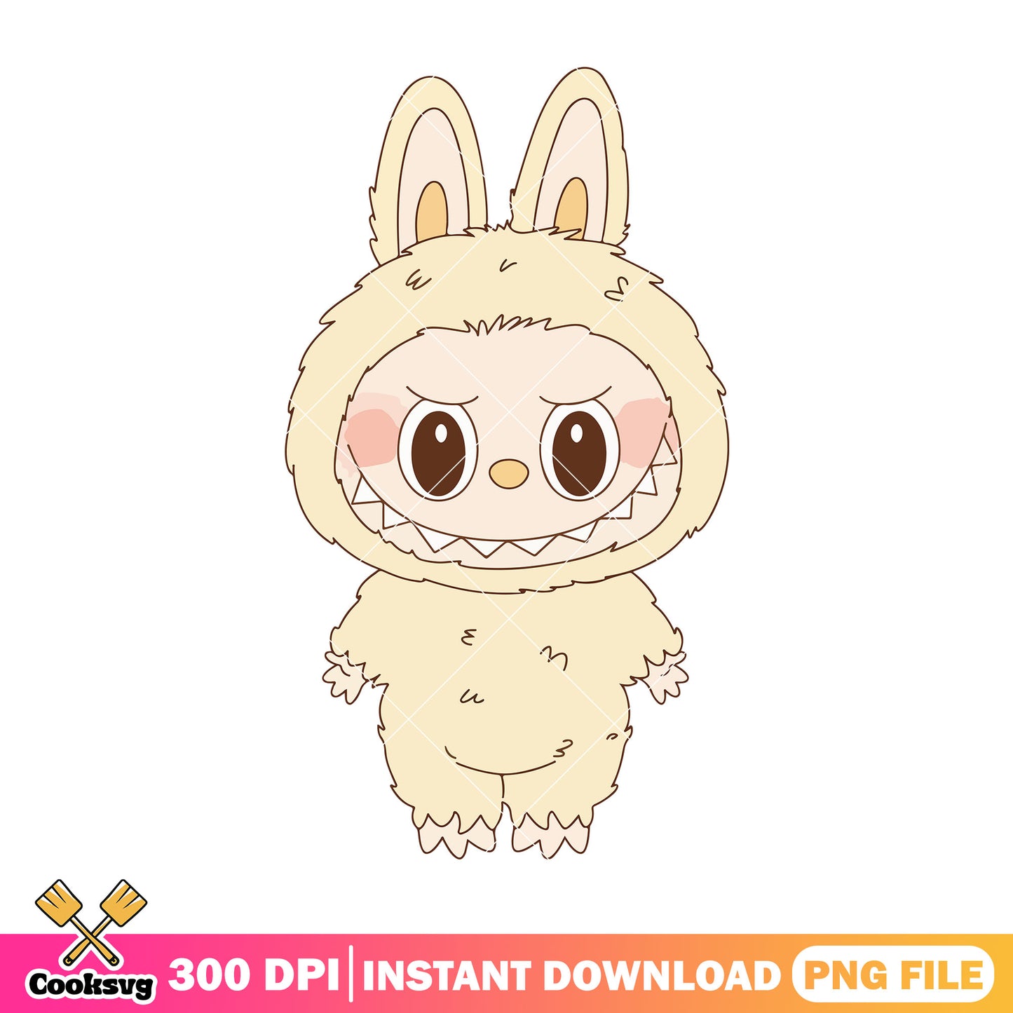Labubu monster cute png, labubu standing png, labubu yellow png