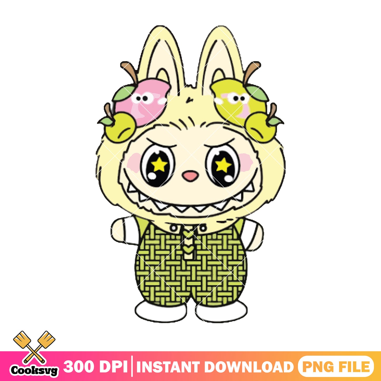 Labubu monster cute png, labubu yellow png, cute labubu png