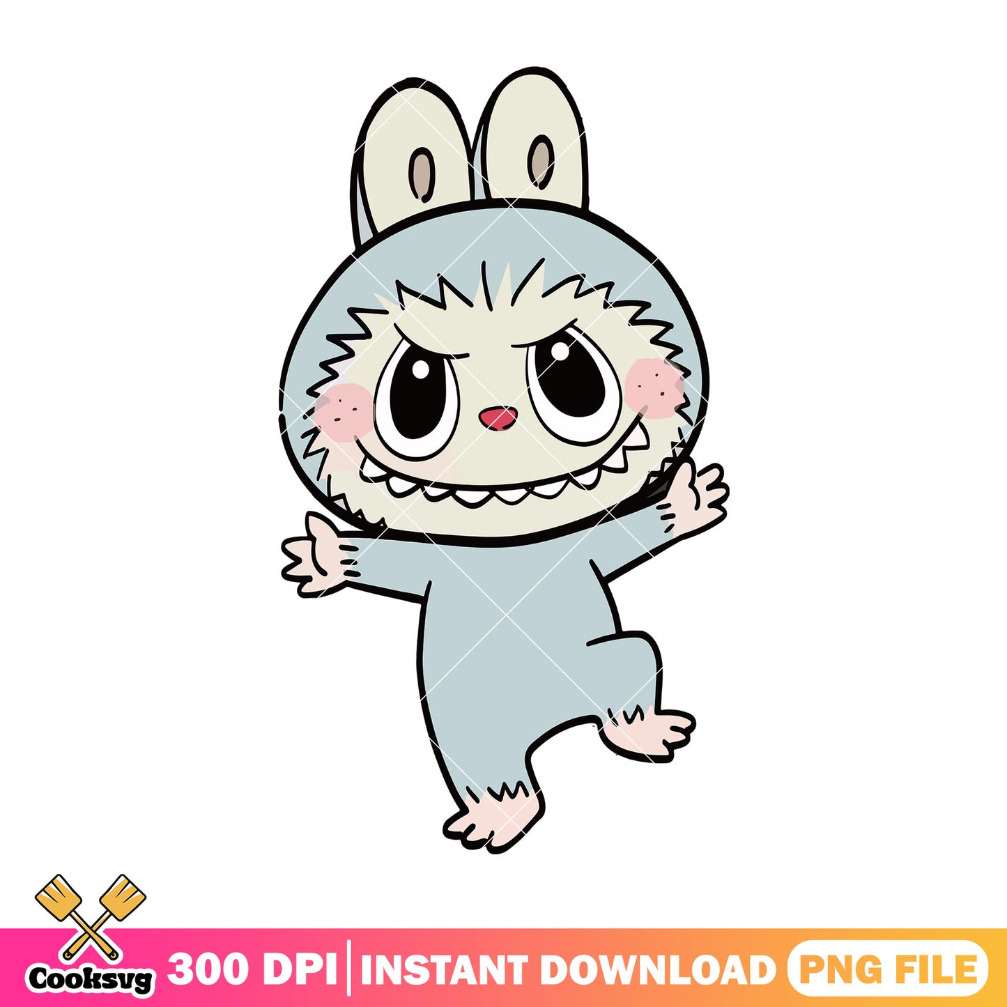 Labubu monster design png, labubu grey png, labubu standing png