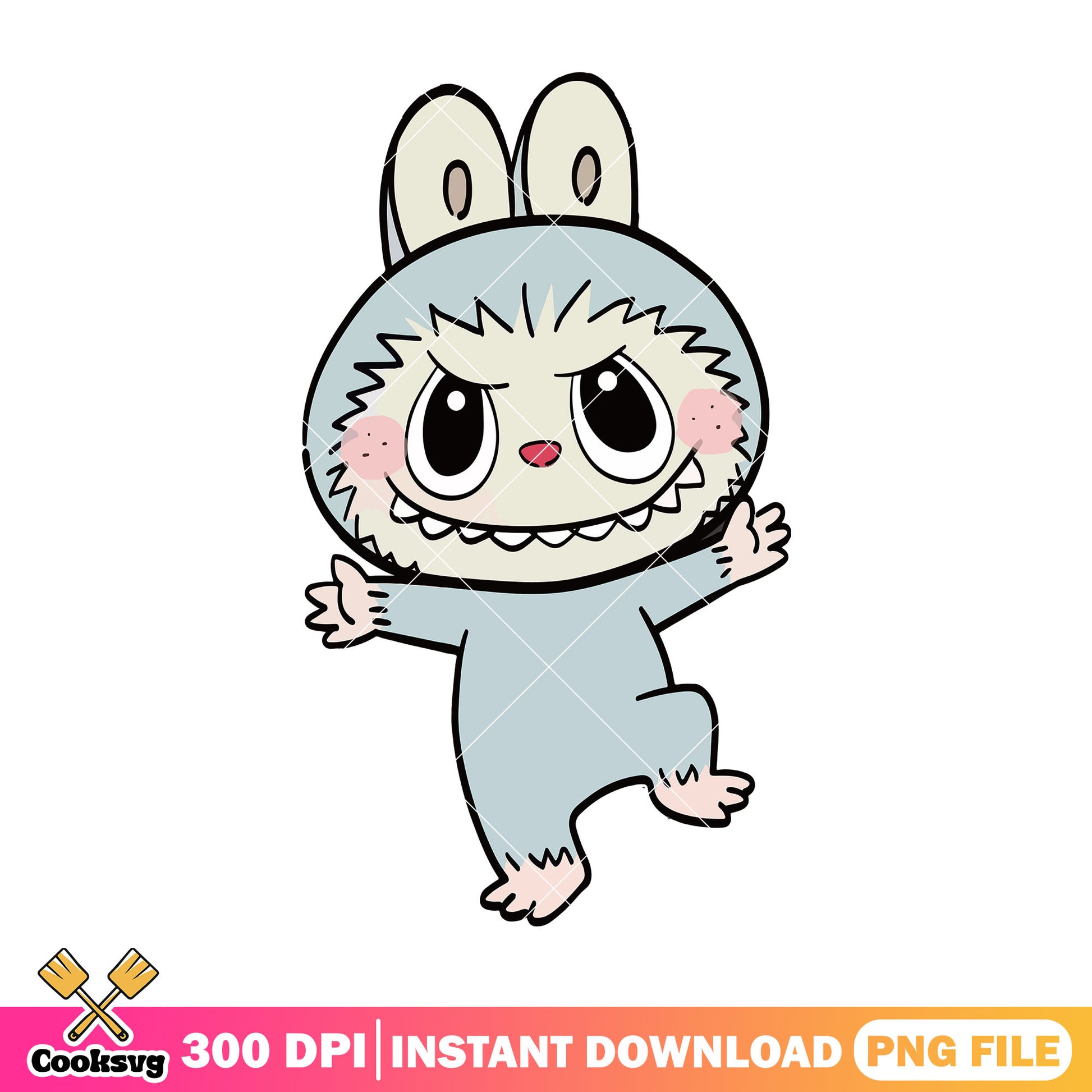 Labubu monster design png, labubu grey png, labubu standing png