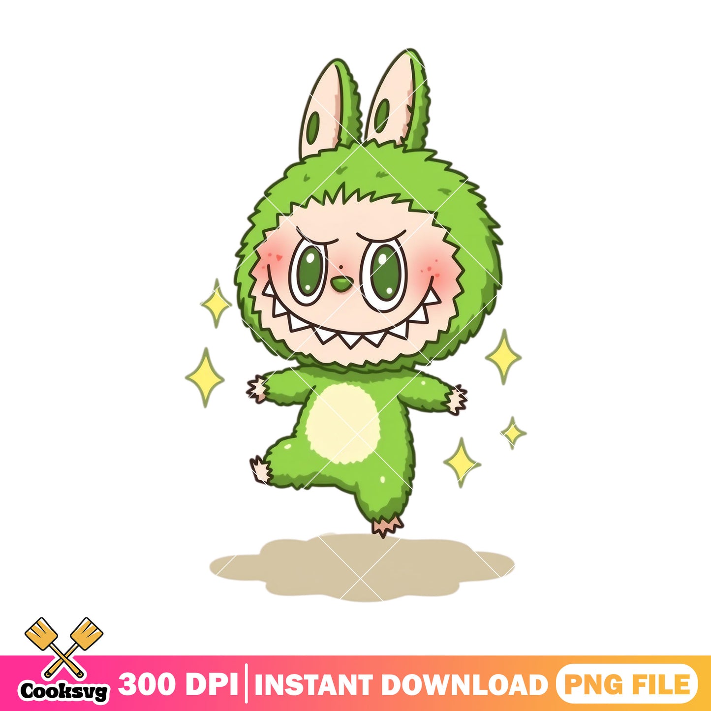 Labubu monster design png, labubu happy png, labubu green png