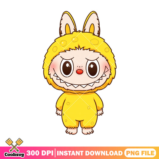 Labubu monster design png, labubu happy png, labubu yellow png