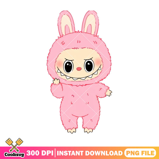 Labubu monster design png, labubu pink png, labubu hehe png
