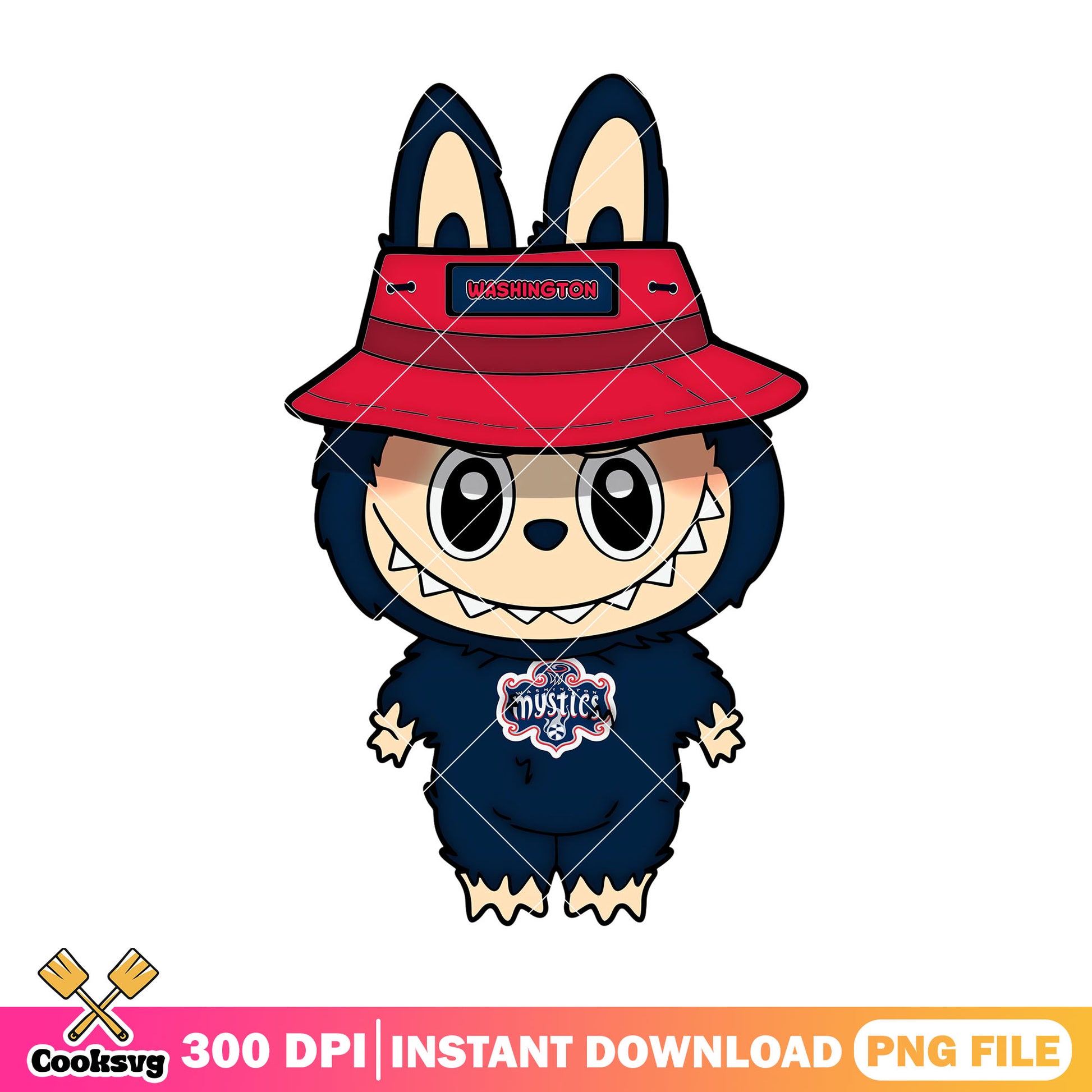 Labubu monster design png, labubu plush png, washington mystics png