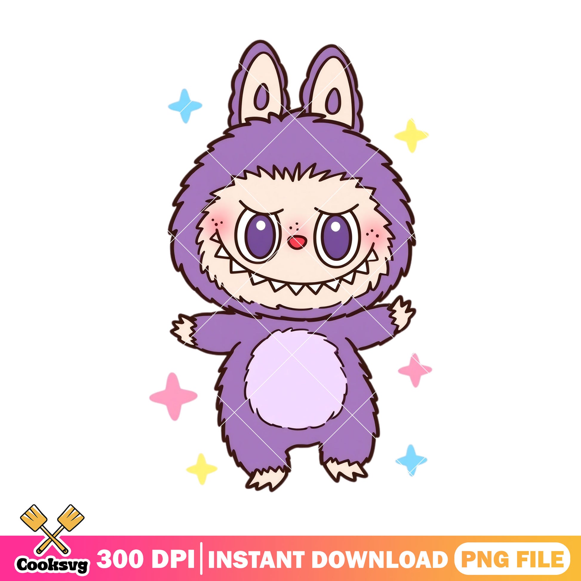 Labubu monster design png, labubu purple png, labubu standing png