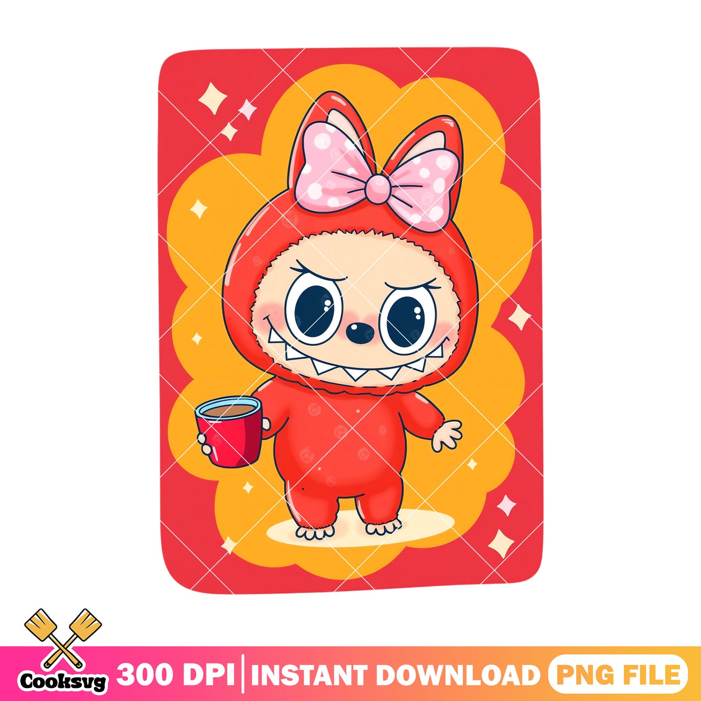 Labubu monster design png, labubu red png, labubu girl png