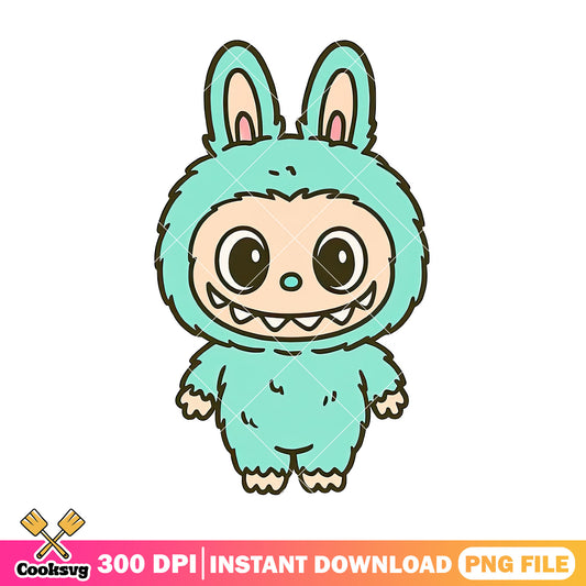 Labubu monster design png, plush labubu png, green labubu ​png