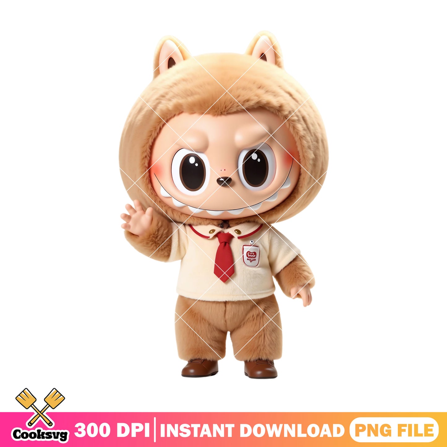 Labubu monster doll design png, labubu doll png, labubu standing png