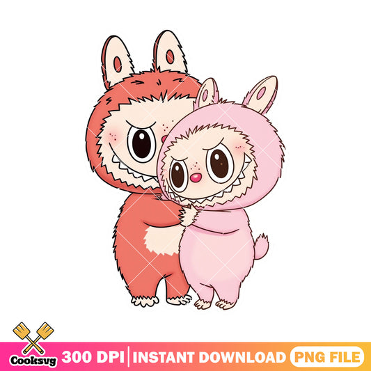 Labubu monster friends png, labubu couple png, labubu art png