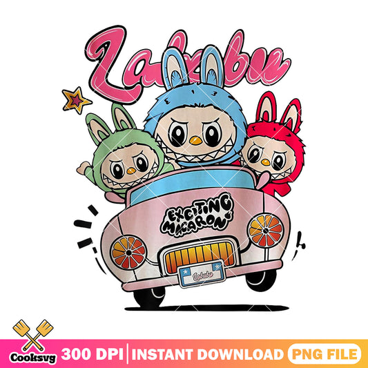 Labubu monster in the car png, labubu car​ png, cute labubu png