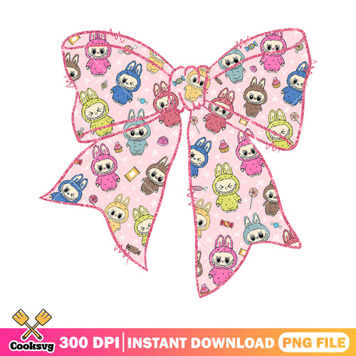 Labubu monsters bow shaped png, labubu happy png, labubu friends png