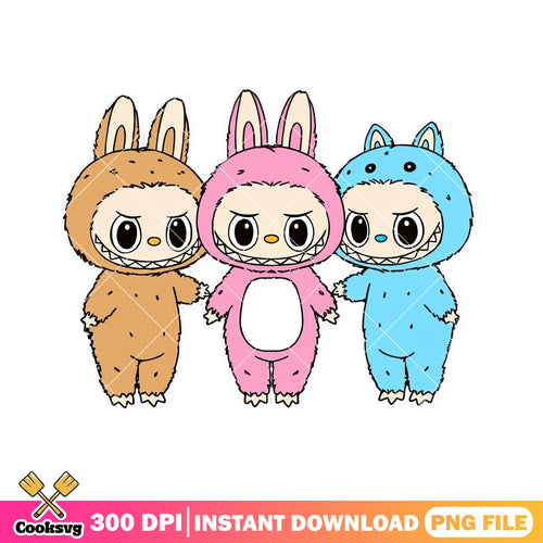 Labubu monsters design png, labubu friends png, labubu colours png