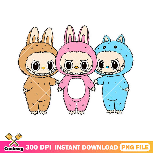 Labubu monsters design png, labubu friends png, labubu colours png
