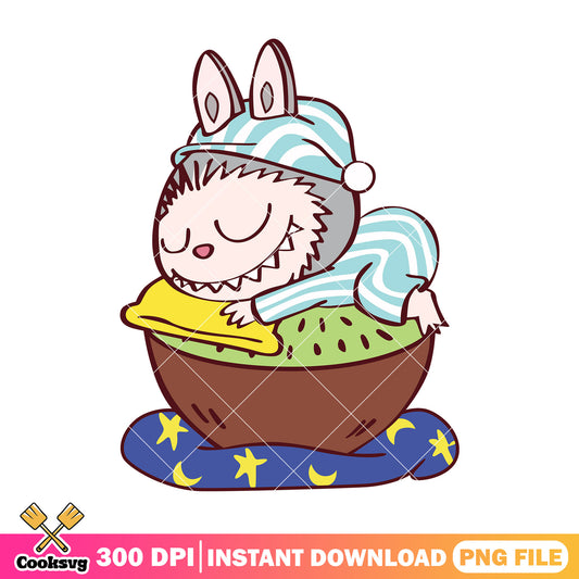 Labubu monster sleeping png, the monster labubu png, love labubu png