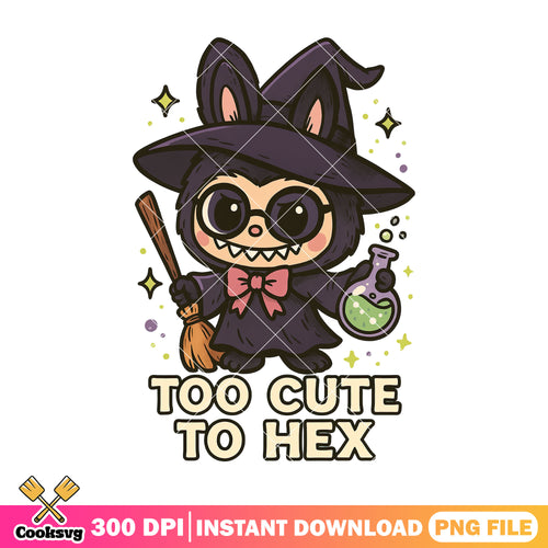 Labubu monster too cute to hex png, labubu witch png, pop mart labubu png
