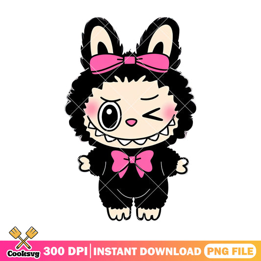 Labubu monster wink design png, labubu girl png, labubu png