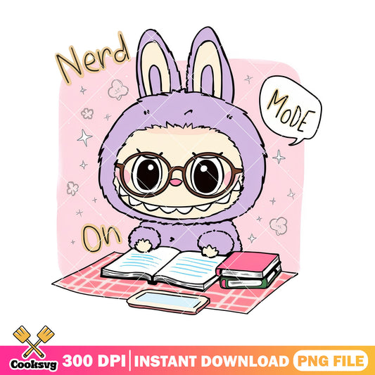 Labubu nerd mode on design png, labubu pop mart png, labubu dolls png
