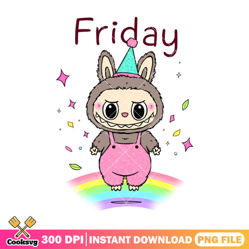 Labubu on friday png, labubu brown png, labubu outfit png