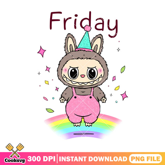 Labubu on friday png, labubu brown png, labubu outfit png