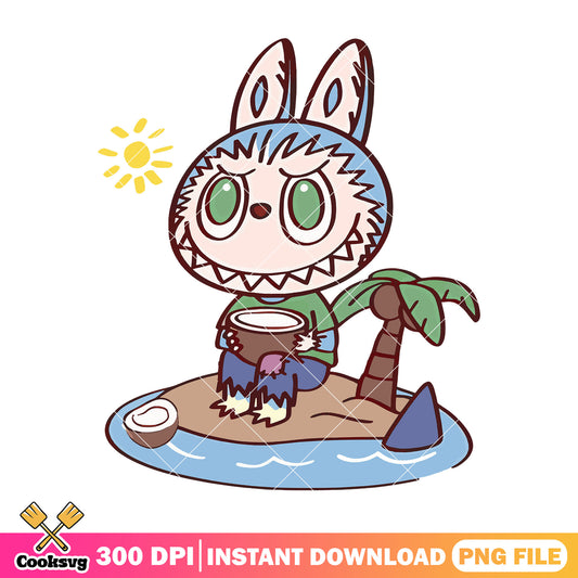 Labubu on island png, labubu monster png, labubu art png