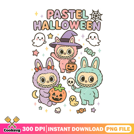 Labubu pastel halloween png, labubu halloween png, labubu outfits ​png