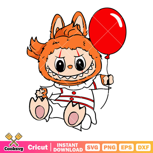 Labubu pennywise funny svg, pennywise costume​ svg, labubu halloween svg