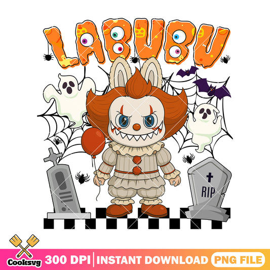 Labubu pennywise horror png, halloween labubu png, cute labubu png
