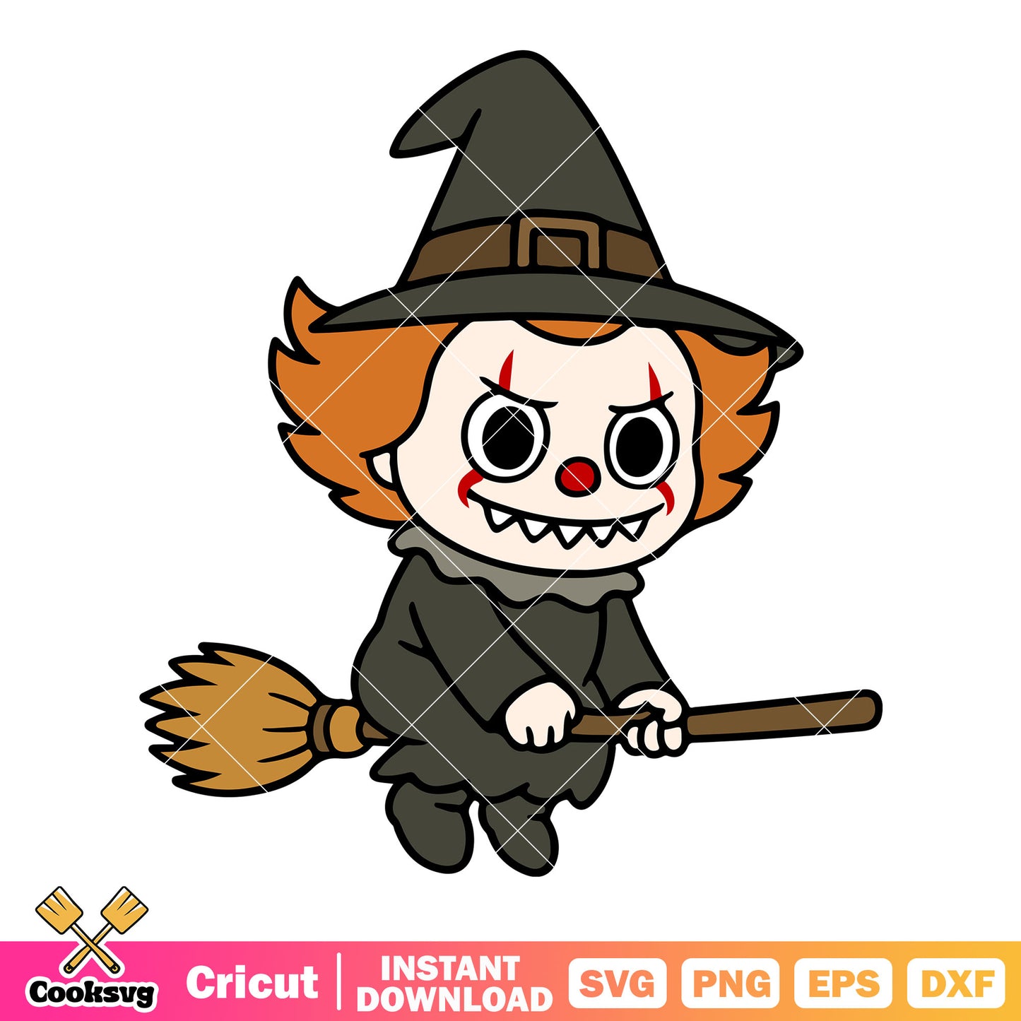 Labubu pennywise witch svg, pennywise costume​ svg, labubu witch svg