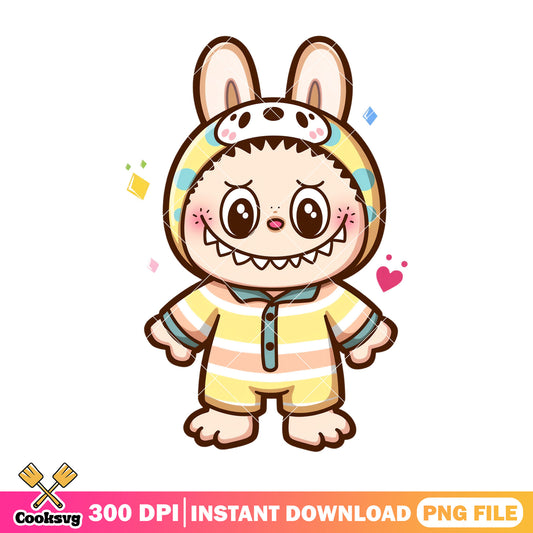 Labubu pijama outfit png, labubu costume png, labubu hehe png