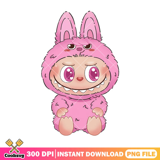 Labubu pink cute costume png, labubu costume png, labubu popmart png