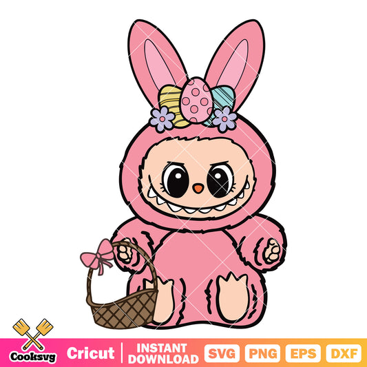 Labubu pink doll design svg, labubu toy svg, labubu doll svg