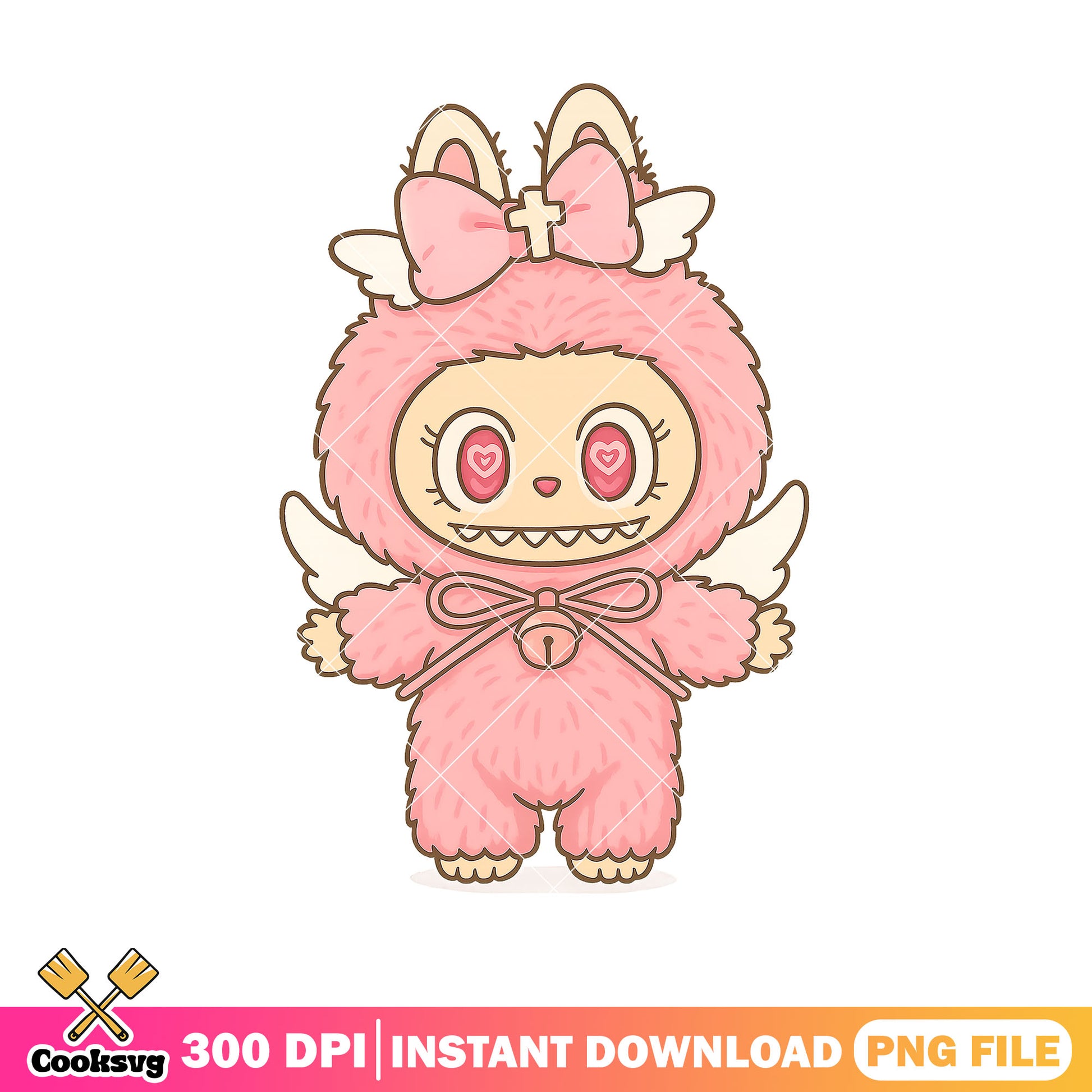 Labubu pink furry angel png, labubu pink png, labubu cute png