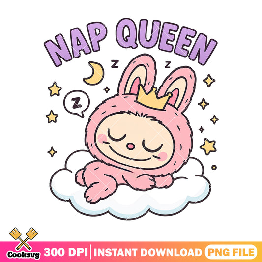 Labubu pink nap queen png, pink labubu png, labubu sleeping​ png