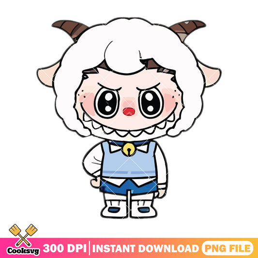 Labubu pleasant goat png, labubu outfit png, labubu plush png