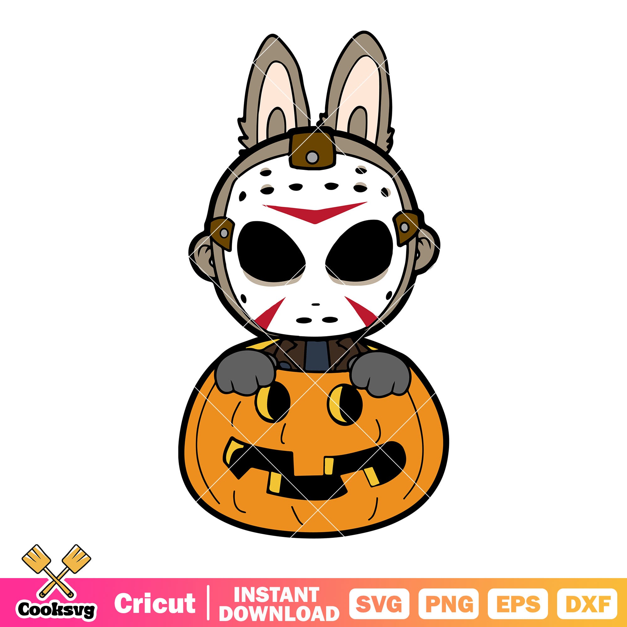 Labubu pumpkin horror svg, labubu halloween costume svg