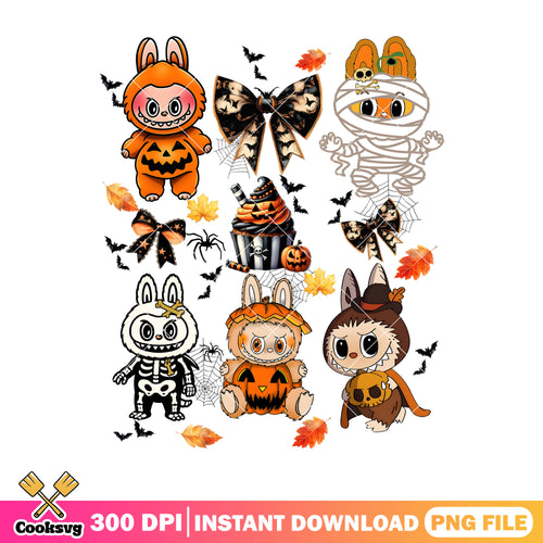 Labubu pumpkin vibes png, pumpkin labubu png, halloween labubu png