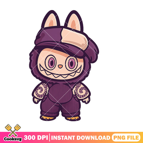 Labubu purple hoodie design png, labubu doll png, labubu purple png