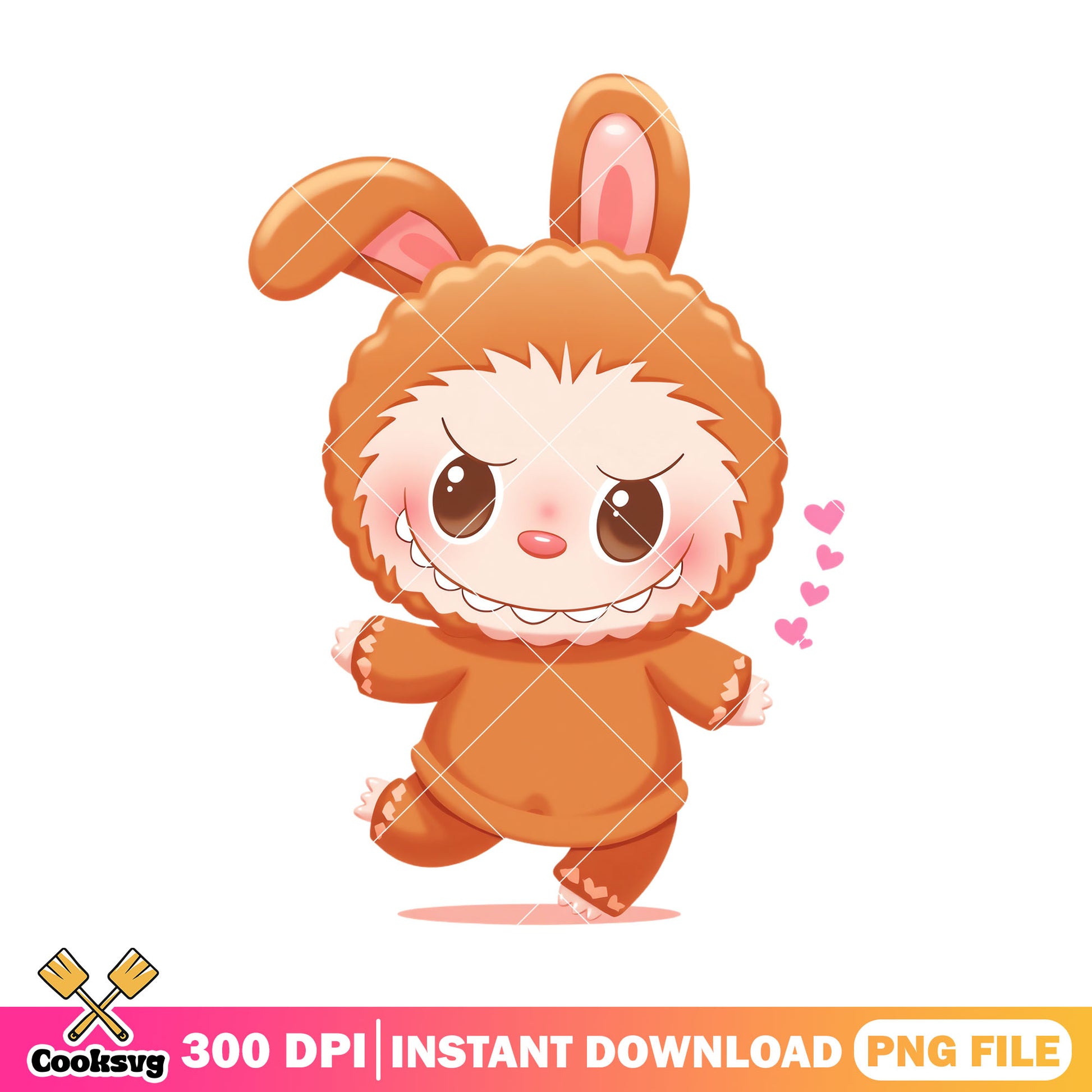 Labubu rabbit cosplay png, labubu plush png, labubu brown png