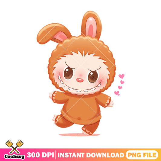Labubu rabbit cosplay png, labubu plush png, labubu brown png