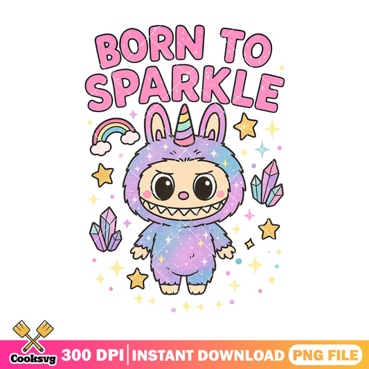 Labubu rainbow born sparkle png, pink labubu png, labubu rainbow png