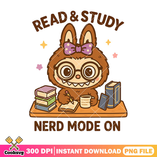 Labubu read study png, nerd mode on​ png, labubu read​ png