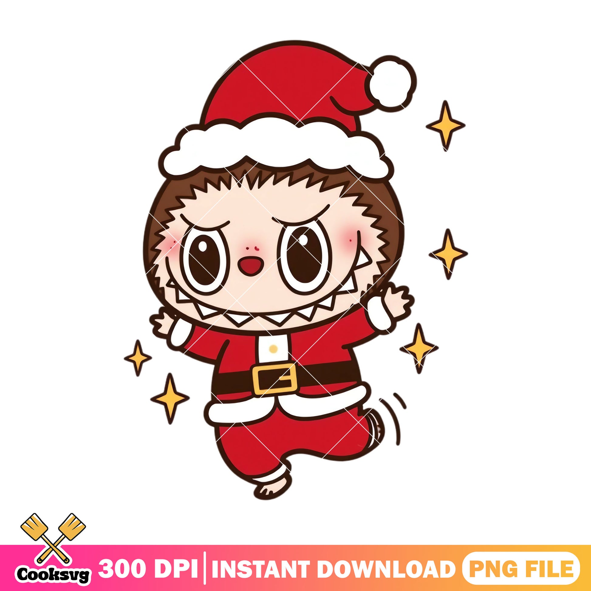 Labubu santa claus design png, labubu brown png, labubu standing png