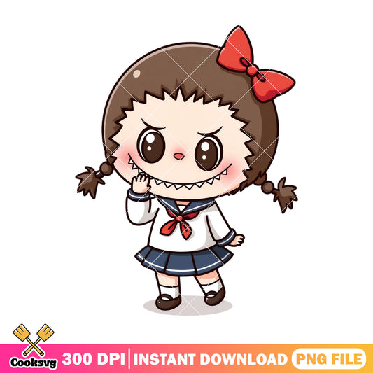 Labubu school girl png, labubu cartoon png, labubu girl png