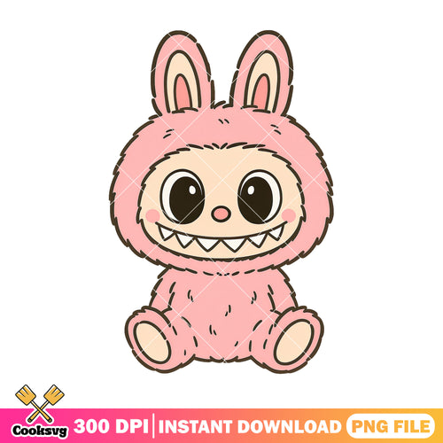 Labubu sitting png, hehe labubu png, happy labubu png